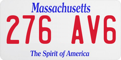 MA license plate 276AV6