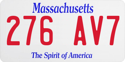 MA license plate 276AV7