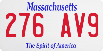 MA license plate 276AV9