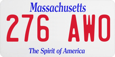 MA license plate 276AW0