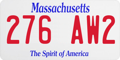 MA license plate 276AW2