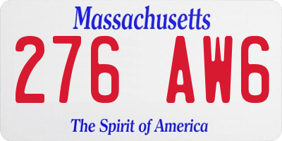 MA license plate 276AW6