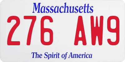 MA license plate 276AW9