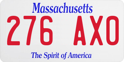 MA license plate 276AX0