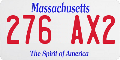 MA license plate 276AX2