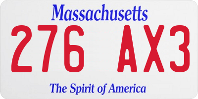 MA license plate 276AX3