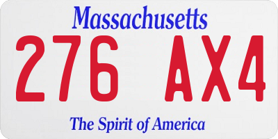MA license plate 276AX4