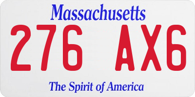 MA license plate 276AX6