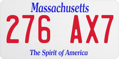 MA license plate 276AX7