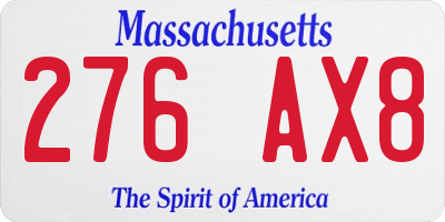 MA license plate 276AX8