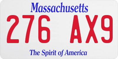 MA license plate 276AX9