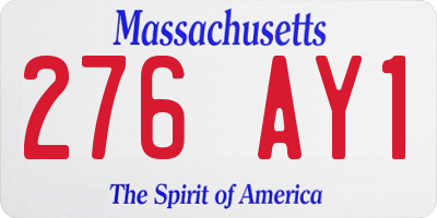 MA license plate 276AY1