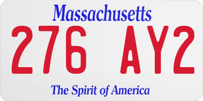 MA license plate 276AY2
