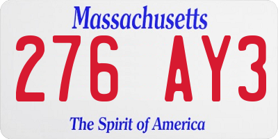 MA license plate 276AY3