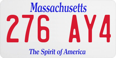 MA license plate 276AY4
