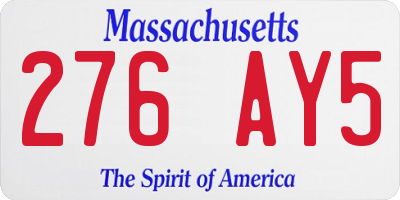 MA license plate 276AY5