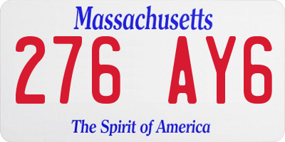MA license plate 276AY6