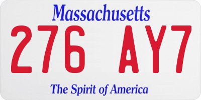 MA license plate 276AY7