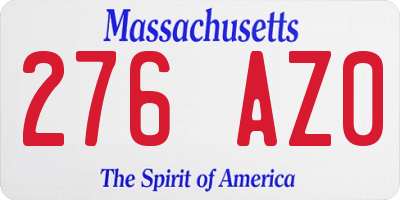 MA license plate 276AZ0