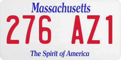 MA license plate 276AZ1