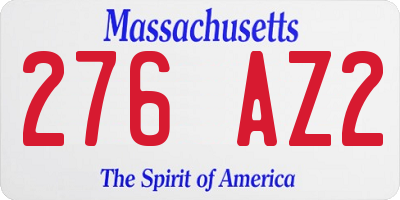 MA license plate 276AZ2