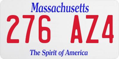 MA license plate 276AZ4