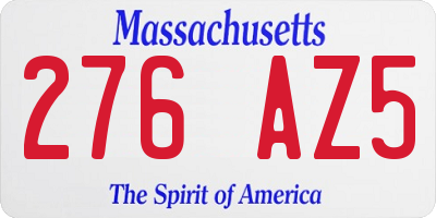 MA license plate 276AZ5
