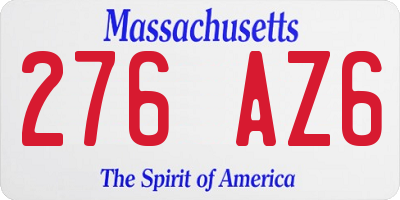 MA license plate 276AZ6