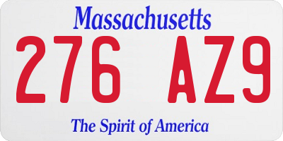 MA license plate 276AZ9