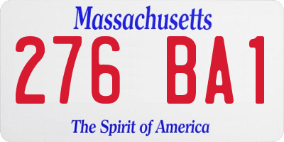MA license plate 276BA1