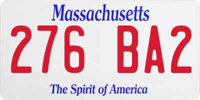 MA license plate 276BA2