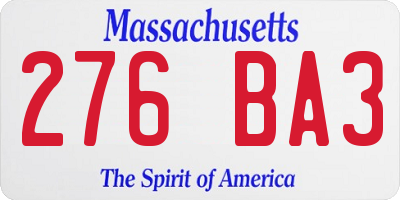 MA license plate 276BA3