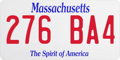 MA license plate 276BA4