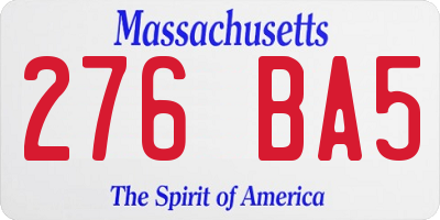 MA license plate 276BA5