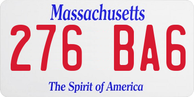 MA license plate 276BA6