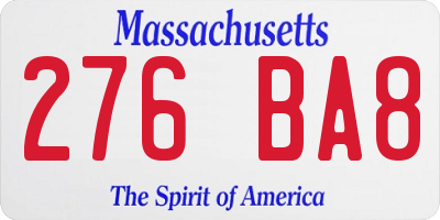MA license plate 276BA8