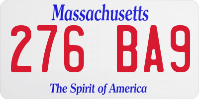 MA license plate 276BA9