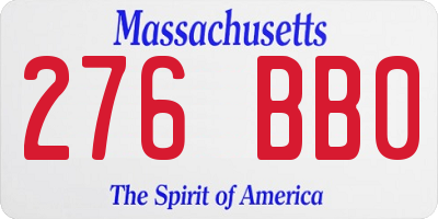 MA license plate 276BB0