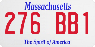 MA license plate 276BB1