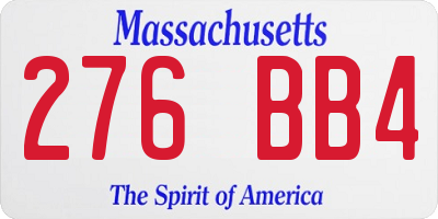MA license plate 276BB4