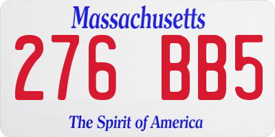 MA license plate 276BB5