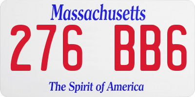 MA license plate 276BB6