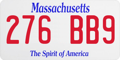 MA license plate 276BB9