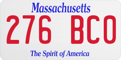 MA license plate 276BC0