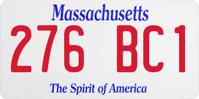 MA license plate 276BC1