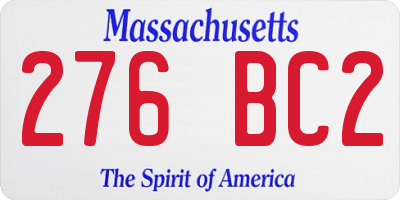 MA license plate 276BC2