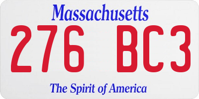 MA license plate 276BC3
