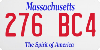 MA license plate 276BC4