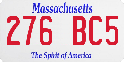 MA license plate 276BC5