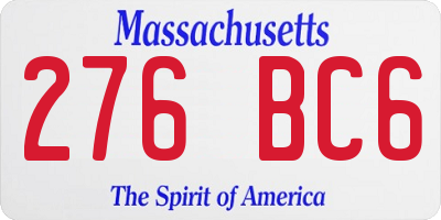 MA license plate 276BC6